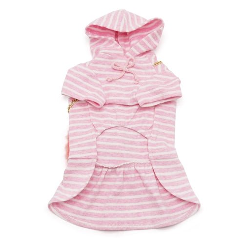 Adorable Pink Fuzzy Purse Dog Dress with Sequin Bowtie for Stylish Pups