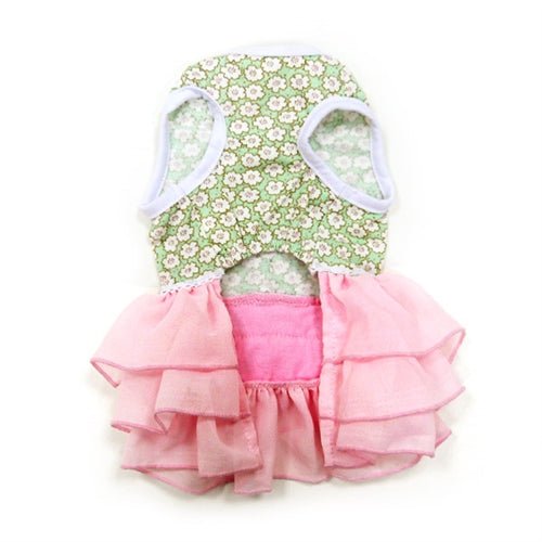 Elegant Gatsby Style Dog Dress with Layered Ruffles, Rhinestones, and Collar