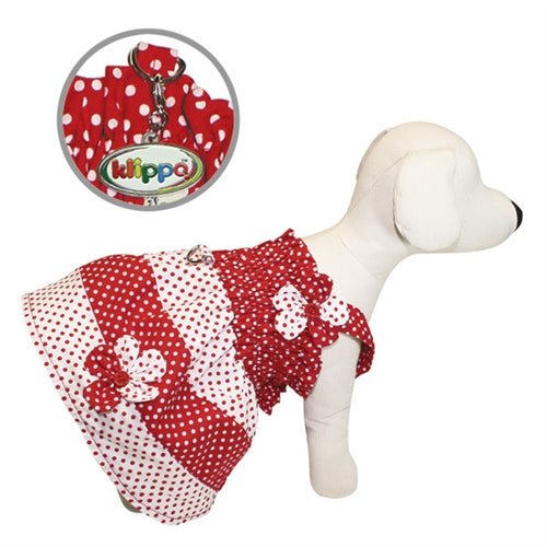 Adorable Red White Polka Dot Dog Sundress with Leash D-Ring
