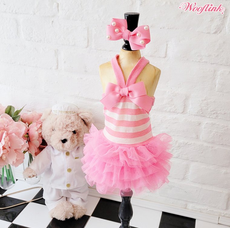 Elegant Pink Mesh Puppy Dog Tutu Dress for Summer Fun by Wooflink
